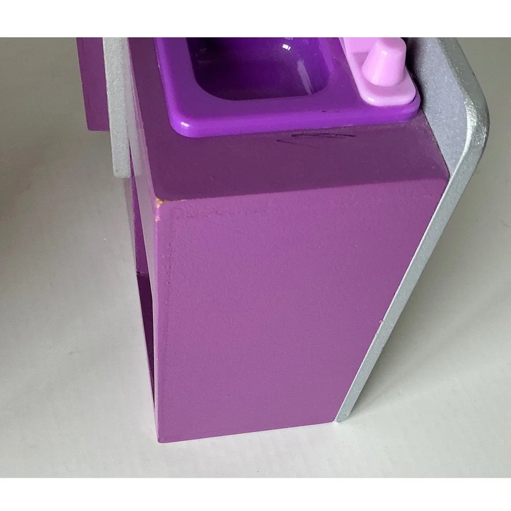 Wooden‎ Dollhouse Kitchen Toy Sink Stove Purple Silver Small Accessory